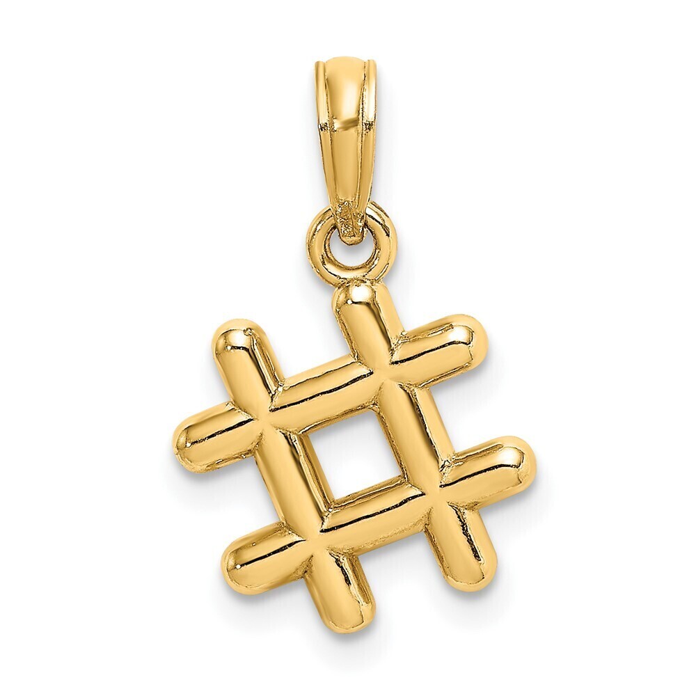 10K Yellow Gold 3-D Hashtag Charm